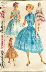 1583 FLARE PLEAT SKIRT,2  BUTTON BLOUSES 1956 PATTERN 12 30